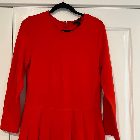 J Crew Women's Longsleeve Dress Bright Red Knee Length Size 12 - Picture 3 of 10